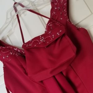 *Valentine's Day* Red full-length ♥ semi beaded formal